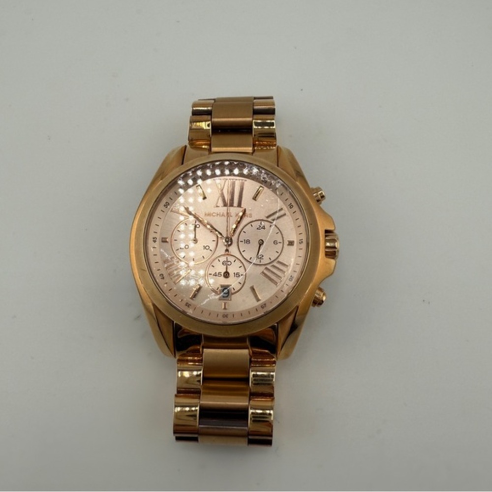 Michael Kors Bradshaw Gold Toned Wrist Watch - Picture 1 of 6